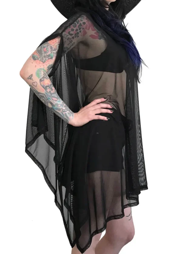 Foxblood Mesh Rhiannon Flowing Tunic Top Black