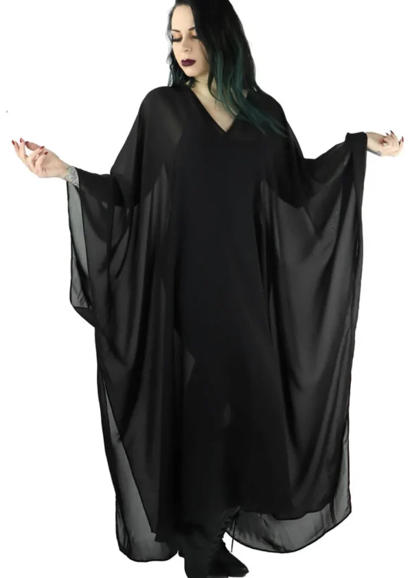 Foxblood Petra Chiffon Flowing Kaftan Black