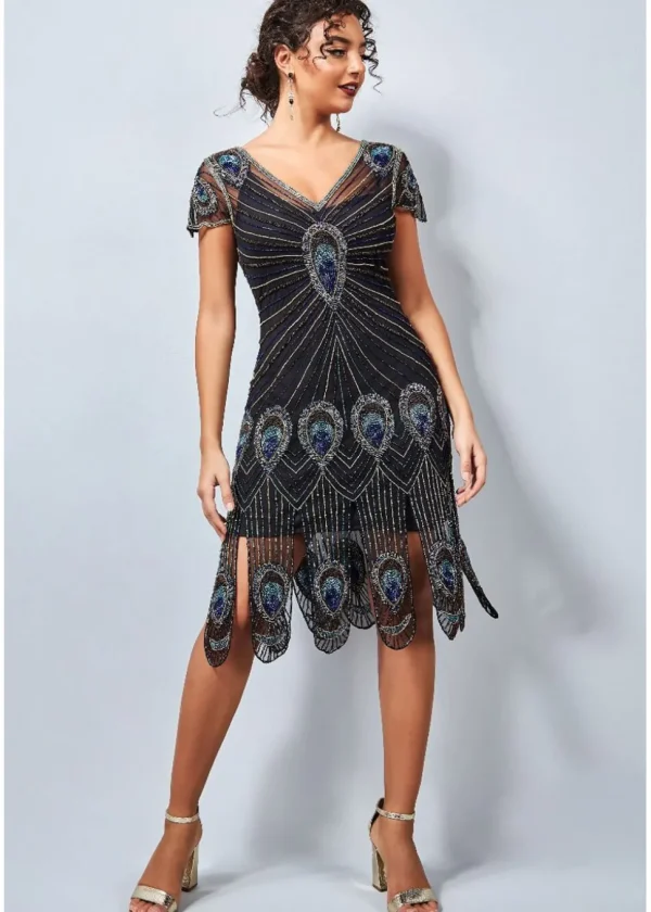 Gatsbylady Amelia Peacock 20's Flapper Dress