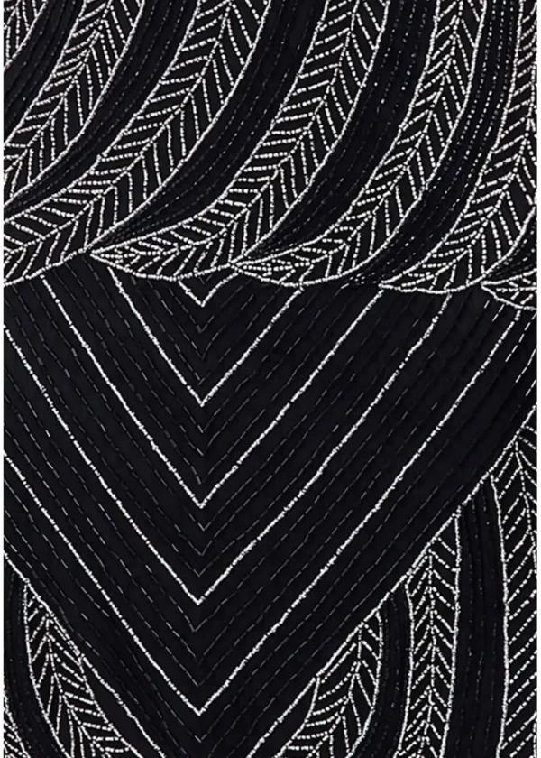Gatsbylady Dorothy Fringe 20's Flapper Dress Black Silver