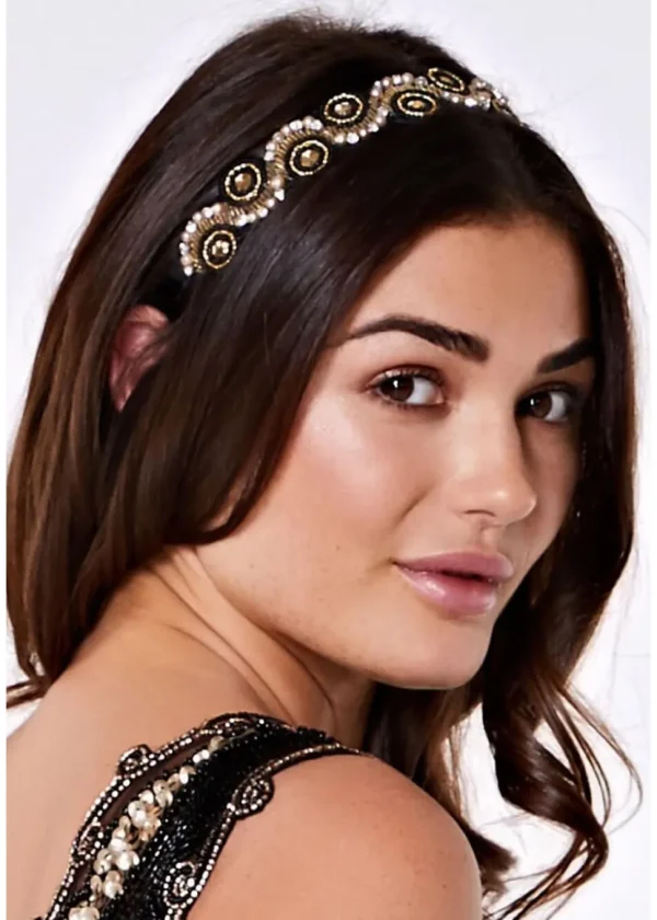 Gatsbylady Eliza 20's Flapper Headband Black Gold