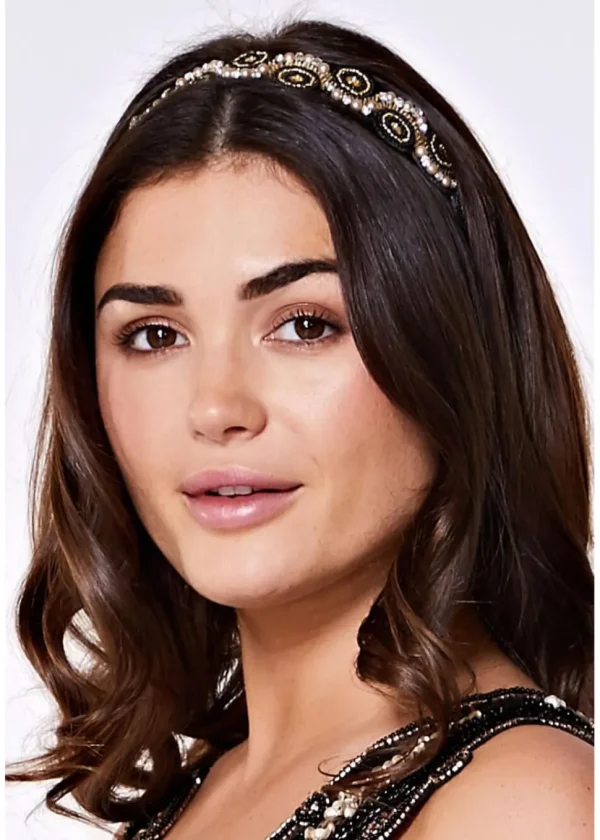 Gatsbylady Eliza 20's Flapper Headband Black Gold