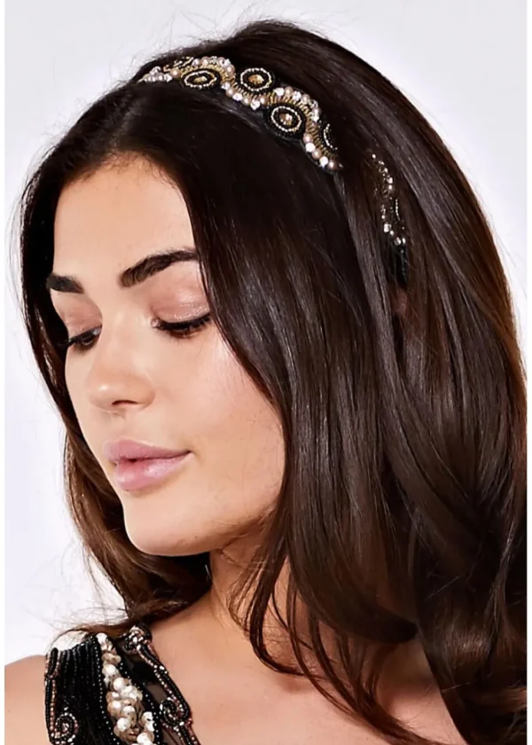 Gatsbylady Eliza 20's Flapper Headband Black Gold