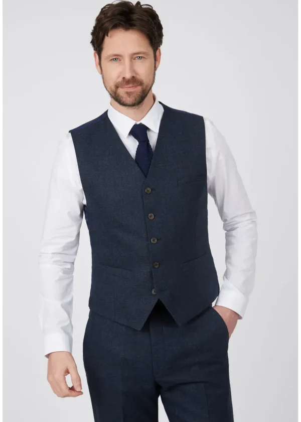 Gibson London Alex Falcon Check Gilet Teal