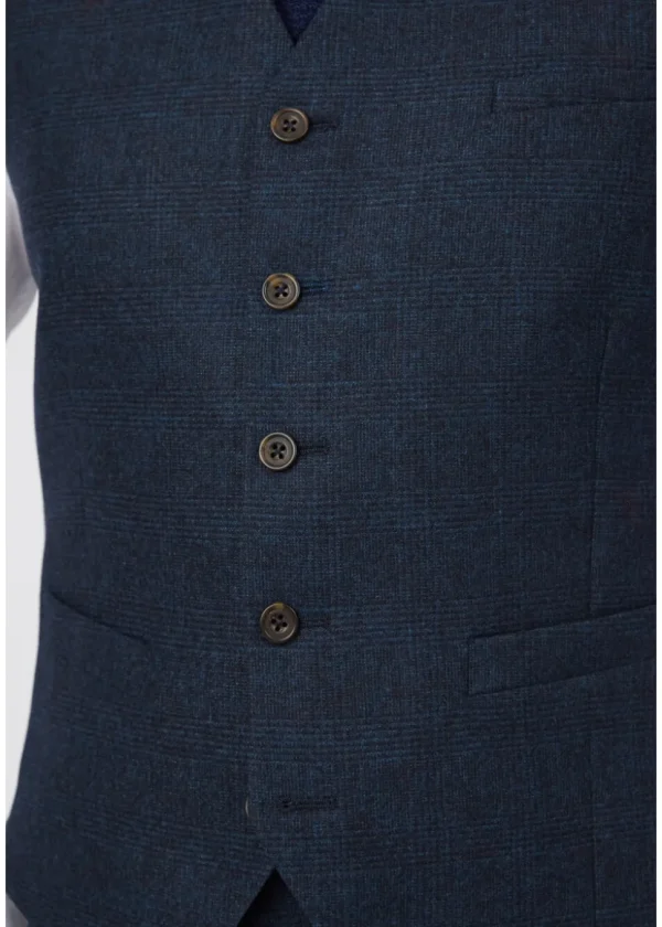 Gibson London Alex Falcon Check Gilet Teal