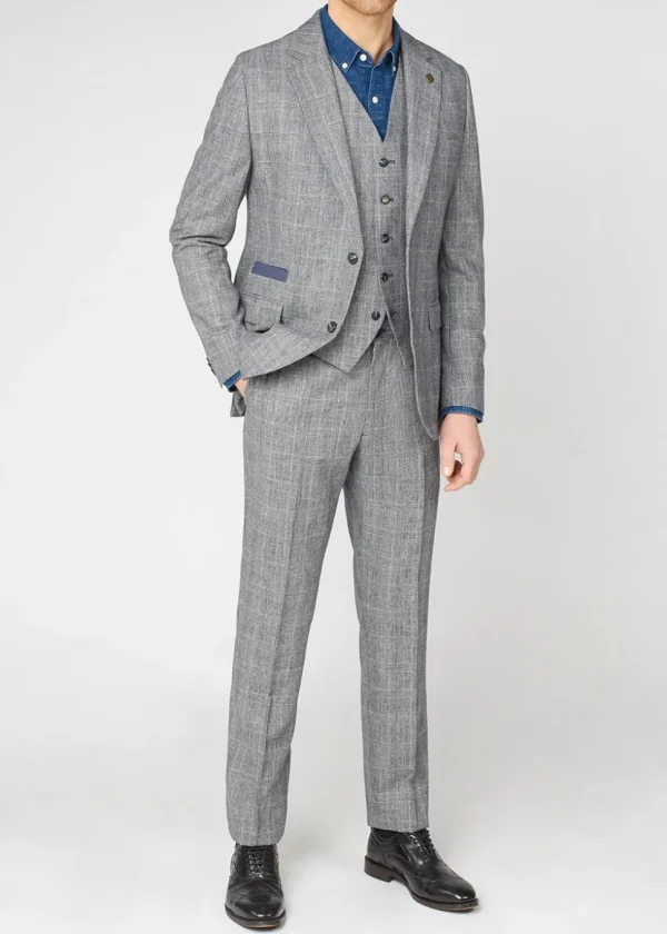 Gibson London Daniel Check Suit Jacket Gray