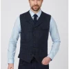 Gibson London Gerard Grouse Check Gilet Navy Black