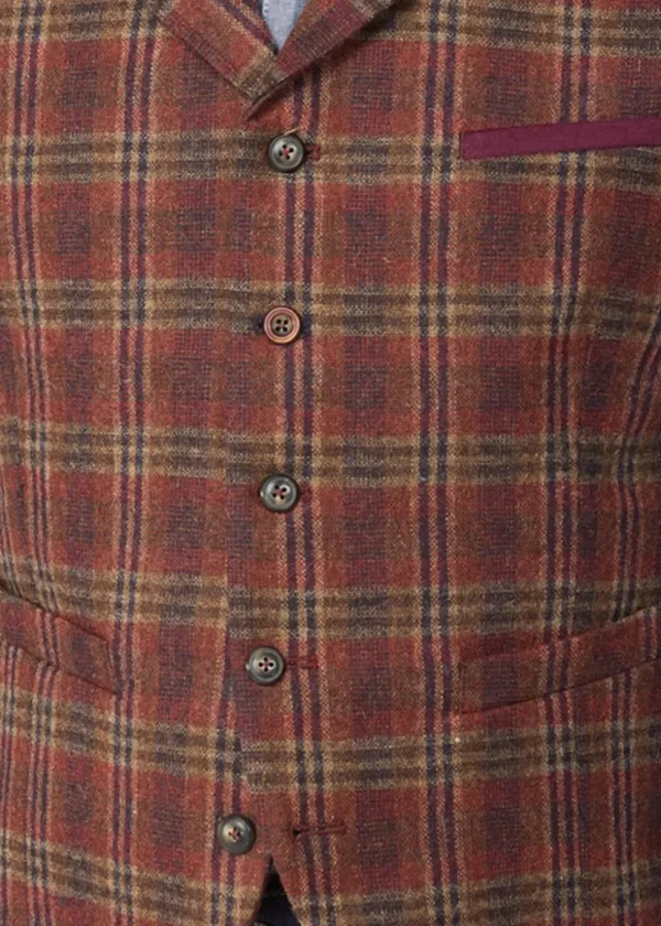 Gibson London Jason Check Gilet Orange