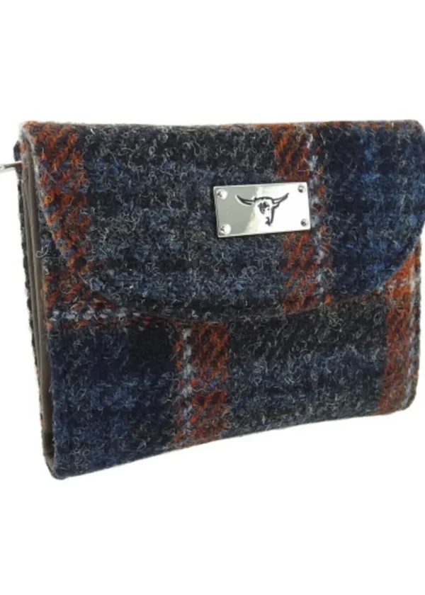 Glen Appin of Schotland Jura Harris Tweed Tartan Wallet Gray Rust