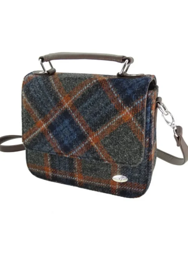 Glen Appin of Schotland Thurso Harris Tweed Tartan Bag Grey Rust