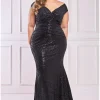 Goddiva Zoe Sequin Velvet Maxi Dress Black