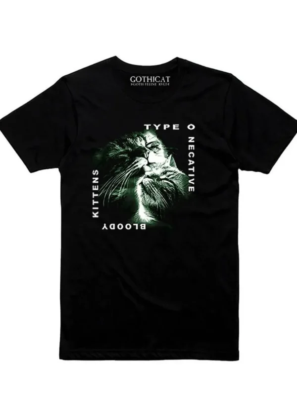 Gothicat Type O Necative Bloody Kittens Girly T-Shirt Black