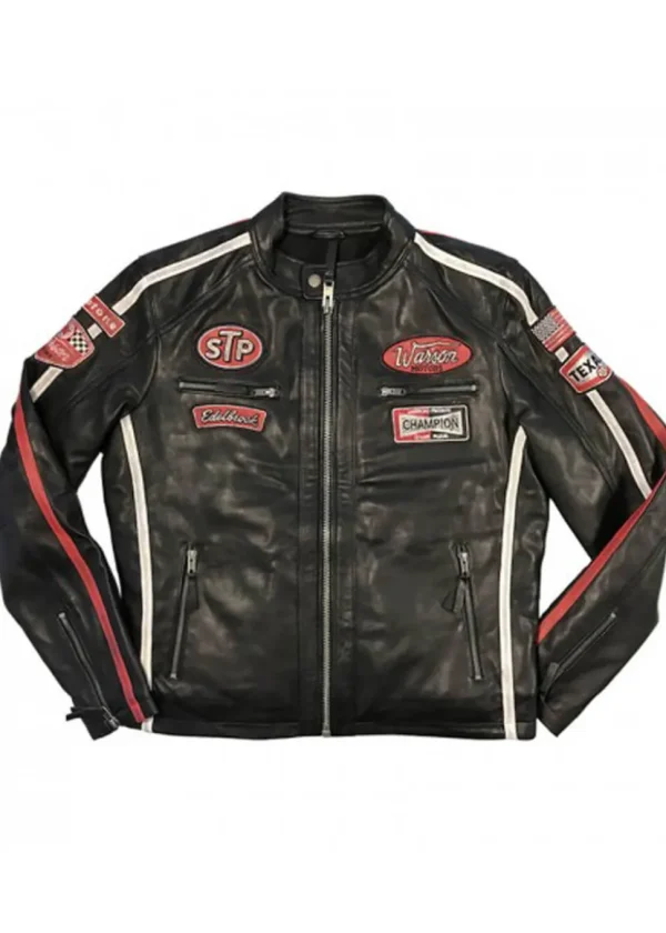 Grand Prix Mens Warson Daytona Leather Race Jacket Black