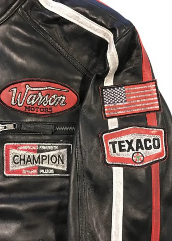 Grand Prix Mens Warson Daytona Leather Race Jacket Black