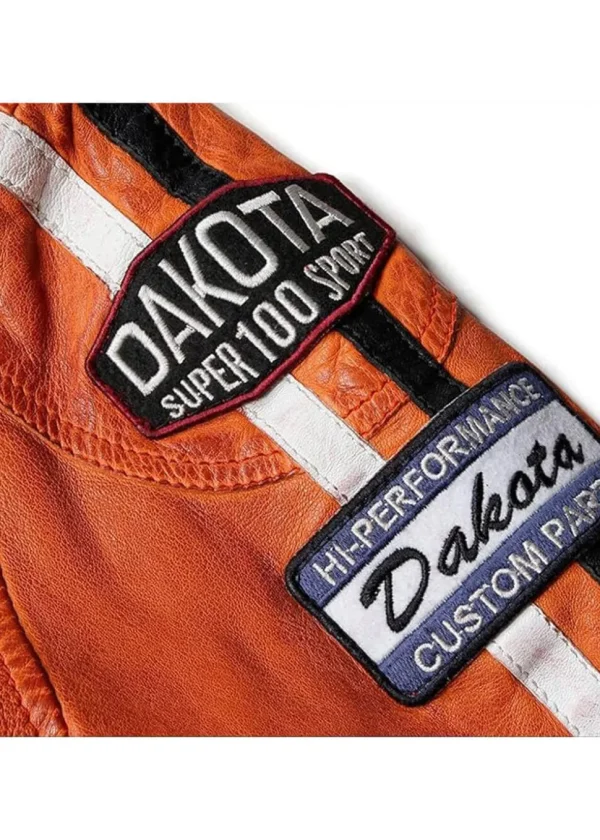 Grand Prix Women's Gulf Racing Leather Jacket Orange