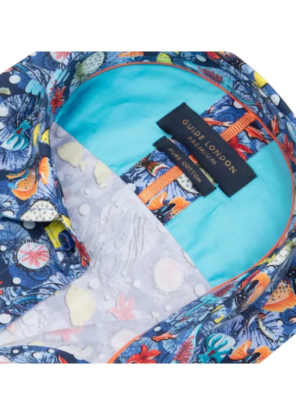 Guide London Mens Fish In The Sea Shirt Blue