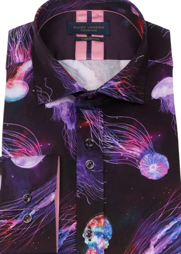 Guide London Mens Jellyfish Shirt Black