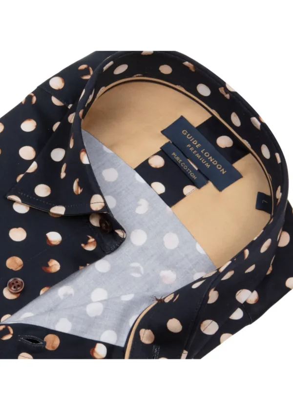 Guide London Mens Moon Phases Shirt Navy Brown
