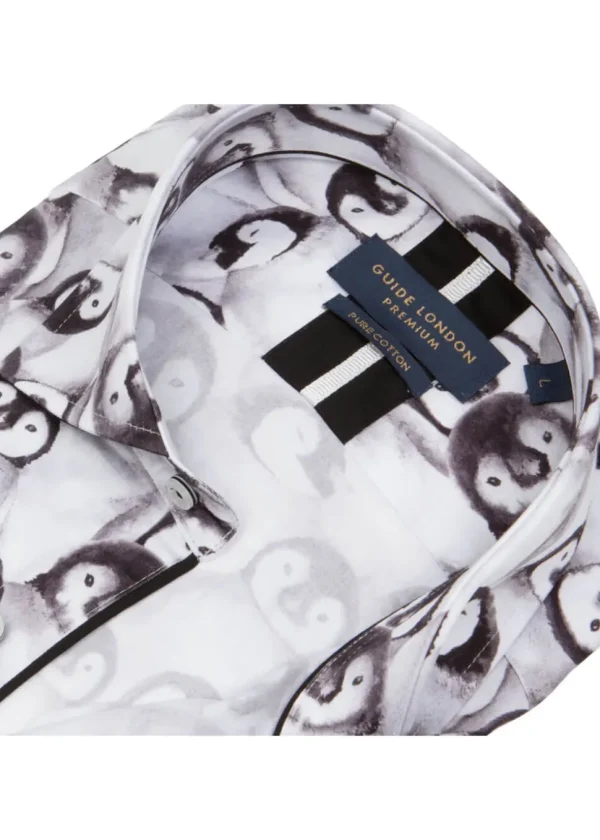 Guide London Mens Penguins Shirt Black White