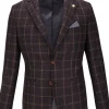 Guide London Mens Roelof Check Blazer Jacket Brown