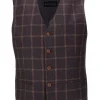 Guide London Mens Roelof Check Waistcoat Brown
