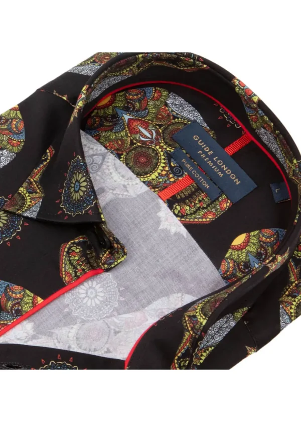 Guide London Mens Sugarskulls Shirt Black