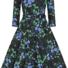 Hearts & Roses Amira Floral 50's Swing Dress Black