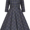 Hearts & Roses Anna Check 50's Swing Dress Navy