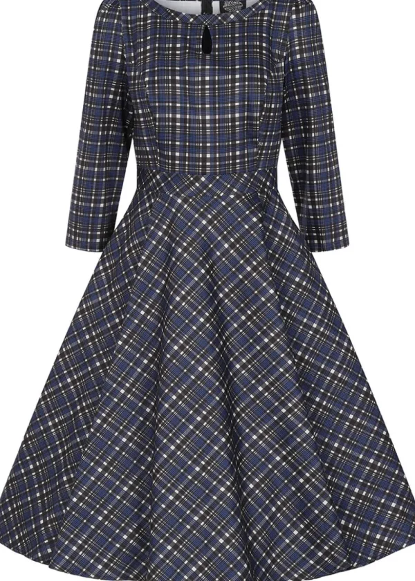 Hearts & Roses Anna Check 50's Swing Dress Navy