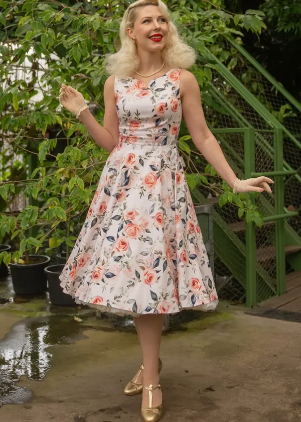 Hearts & Roses Aurora Floral 50's Swing Dress Pink