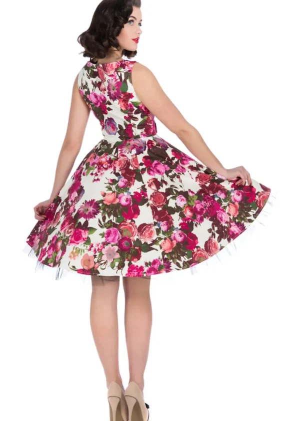 Hearts & Roses Betty Vintage Rose 50's Swing Dress Cream