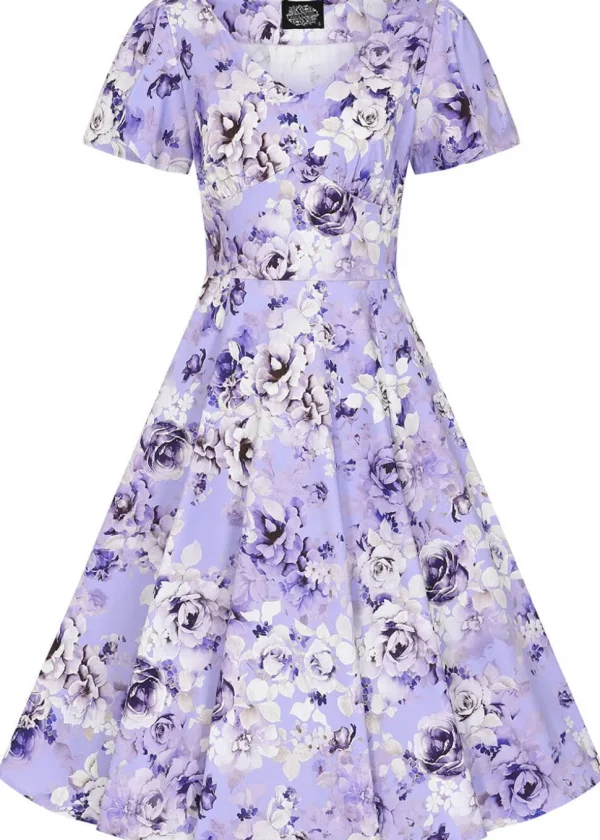 Hearts & Roses Bonnie Floral 50's Swing Dress Blue