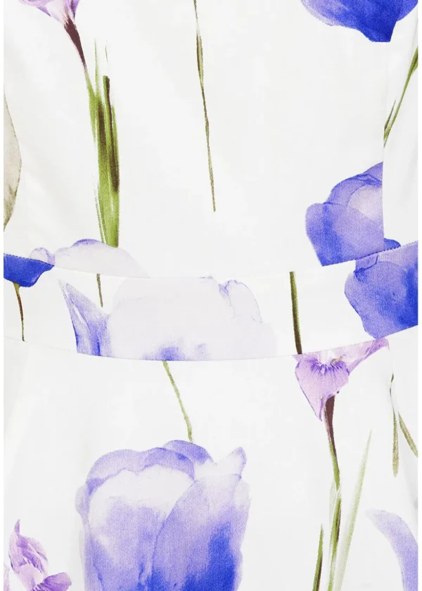 Hearts & Roses Cathy Floral 50's Swing Dress White Blue