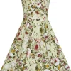 Hearts & Roses Emilia Floral 50's Swing Dress Green