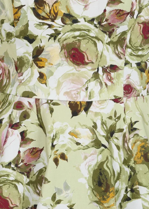 Hearts & Roses Emilia Floral 50's Swing Dress Green