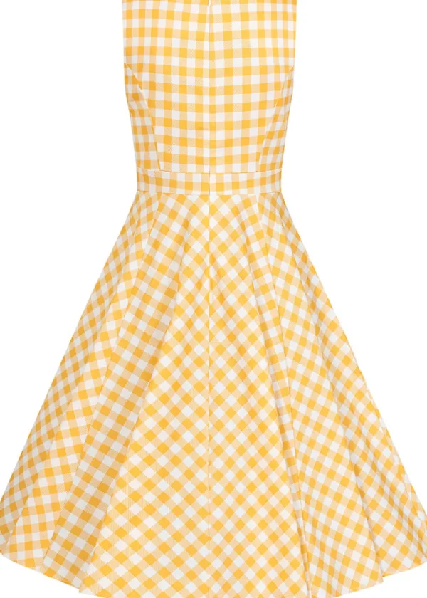 Hearts & Roses Gemma Gingham 50's Swing Dress Yellow White