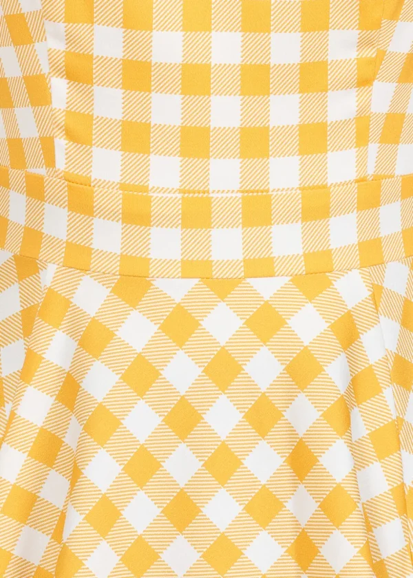 Hearts & Roses Gemma Gingham 50's Swing Dress Yellow White