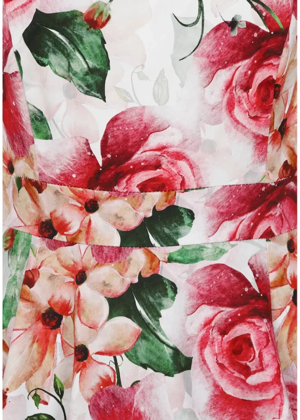 Hearts & Roses Gracie Floral 50's Swing Dress Off-White