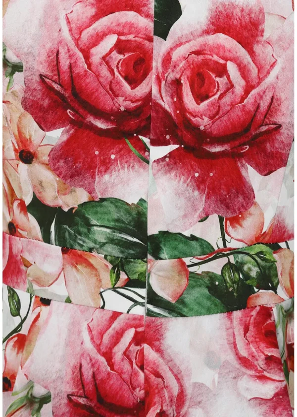 Hearts & Roses Gracie Floral 50's Swing Dress Off-White