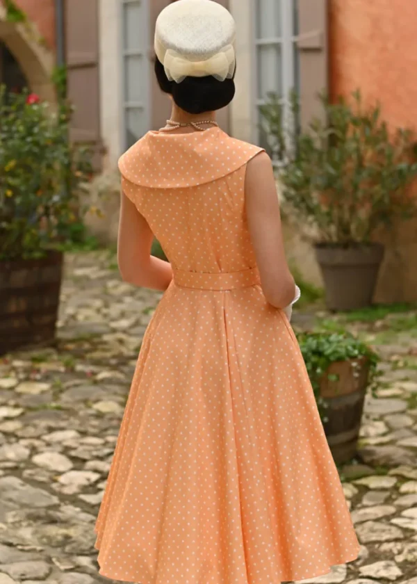 Hearts & Roses Hannah Polkadot 50's Swing Dress Light Orange
