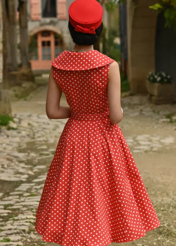 Hearts & Roses Hannah Polkadot 50's Swing Dress Red