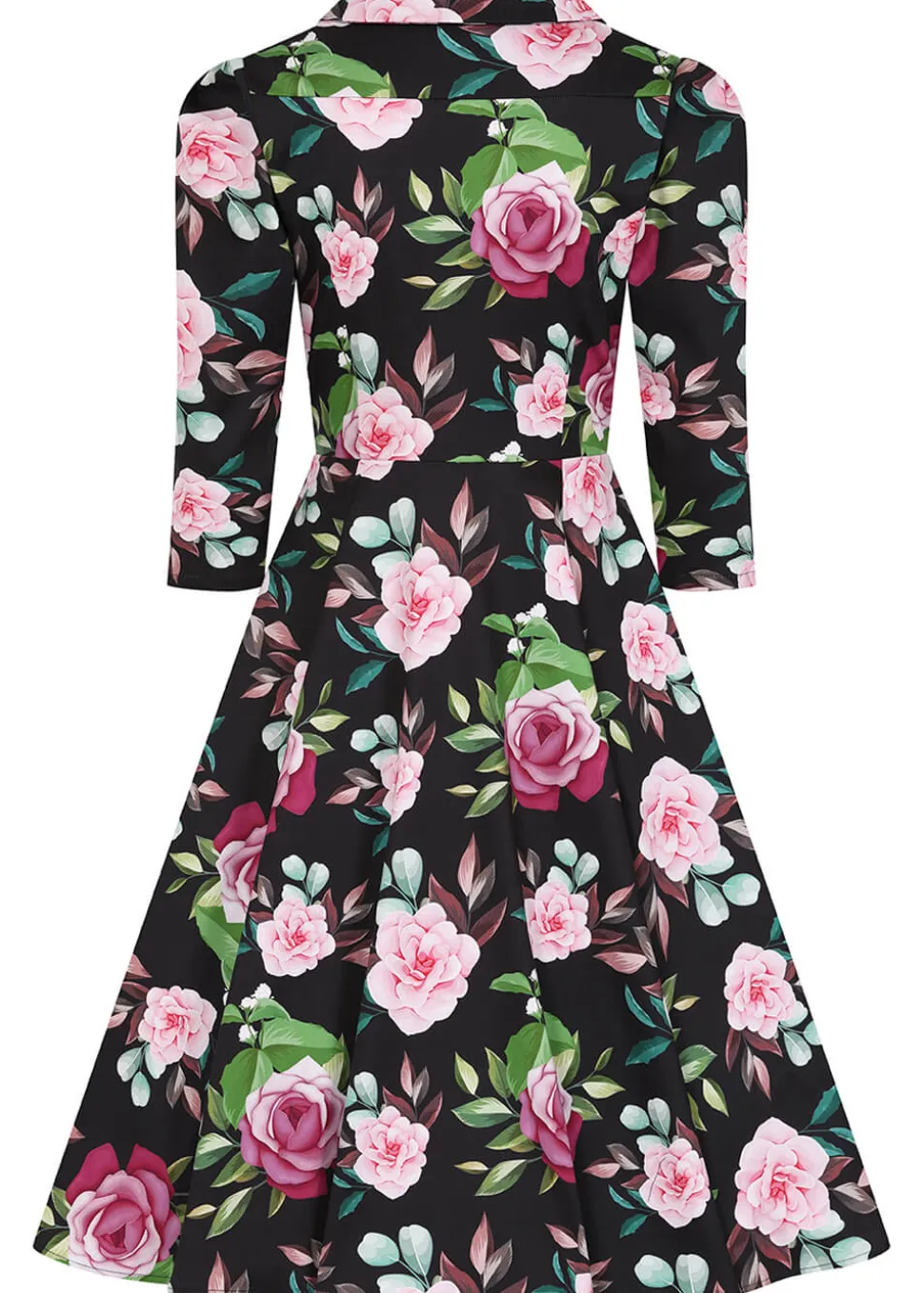 hearts__roses_helen_flora_4.webp Hearts & Roses Helen Floral 50's Swing Dress Black