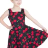 Hearts & Roses Kids Bombshell Cherry 50's Swing Dress Black