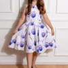 Hearts & Roses Kids Cathy Floral Swing Dress White Blue