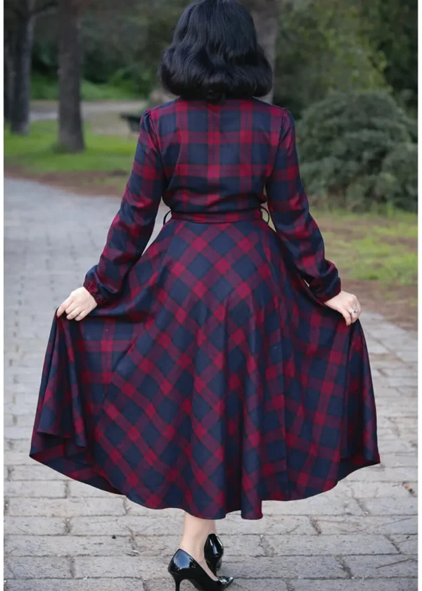 Hearts & Roses Kim Tartan 50's Swing Dress Red