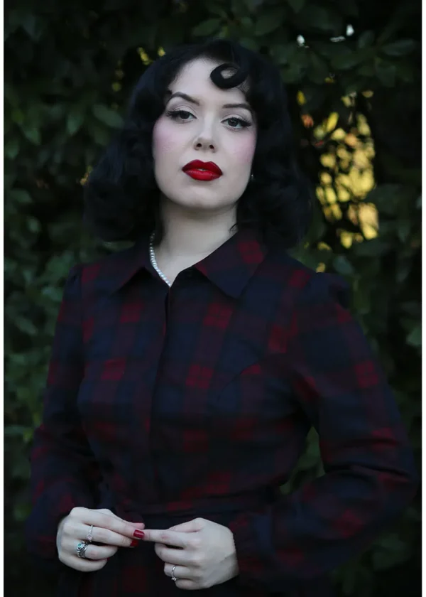 Hearts & Roses Kim Tartan 50's Swing Dress Red
