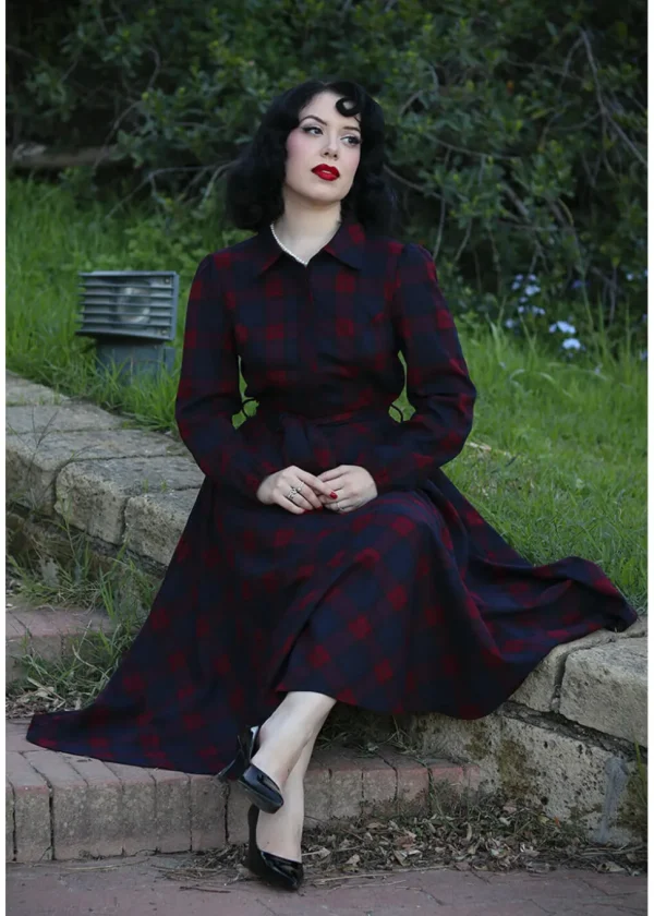 Hearts & Roses Kim Tartan 50's Swing Dress Red