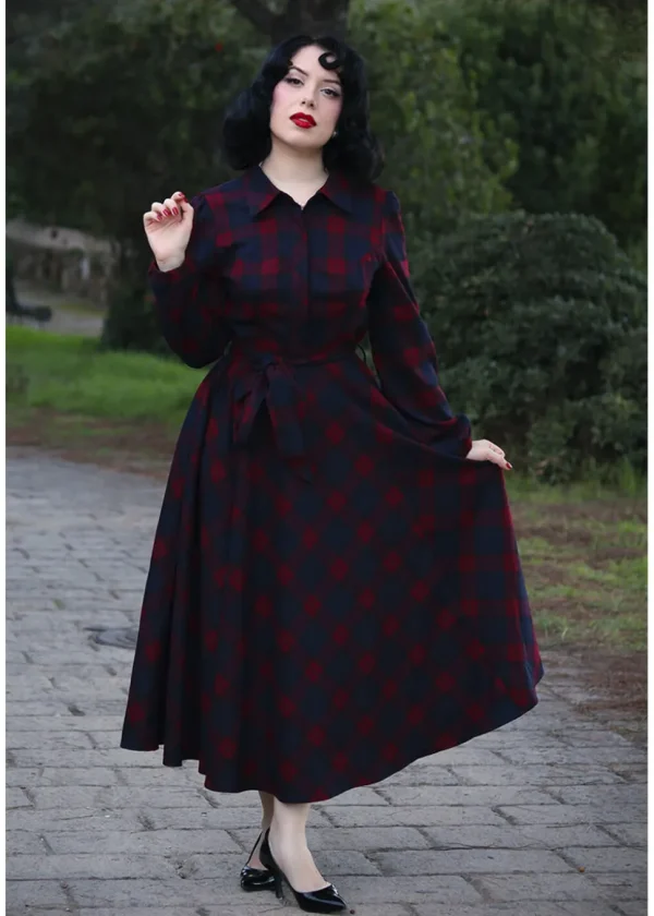 Hearts & Roses Kim Tartan 50's Swing Dress Red