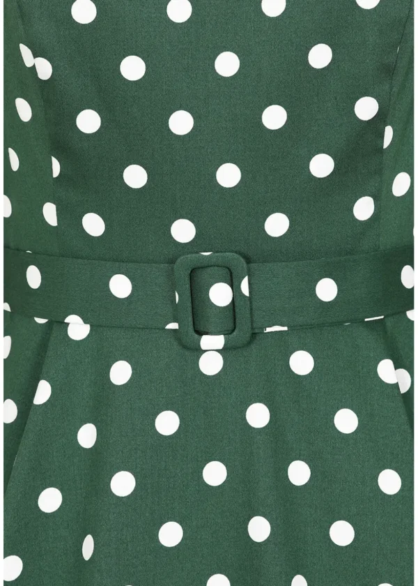 Hearts & Roses Kylie Polkadot 50's Swing Dress Green