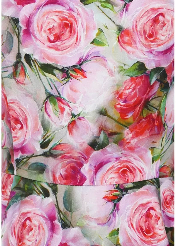 Hearts & Roses Lola Floral 50's Swing Dress Green